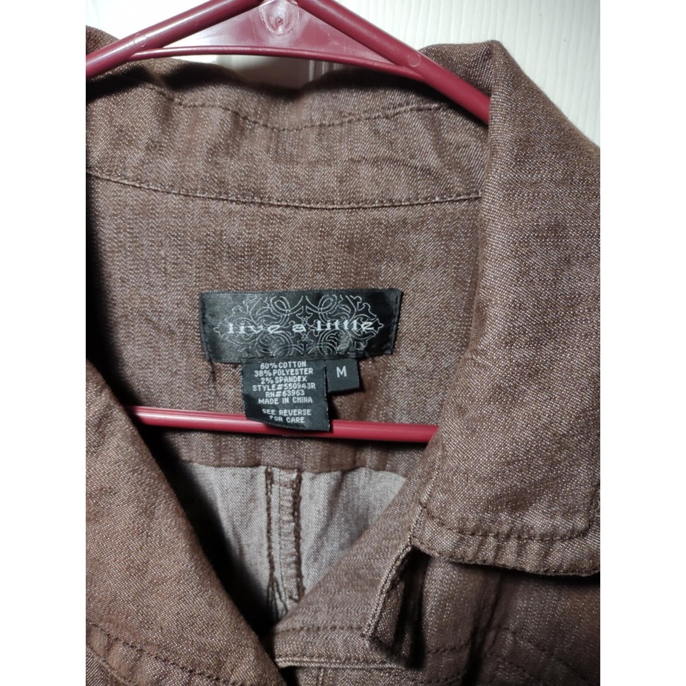 LAL Live A Little BROWN Button Up Denim Jacket H29‎ - Picture 3 of 7